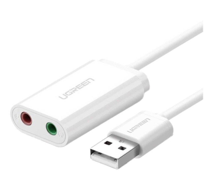 Karta dźwiękowa UGREEN US205 Zewnętrzna karta dźwiękowa USB 15cm biała 6957303831432